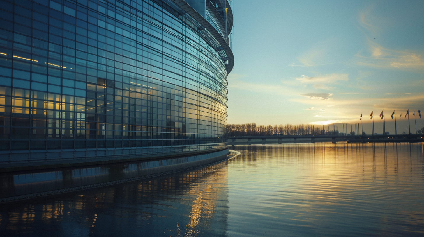 Wide establishing shot of the European Parliament